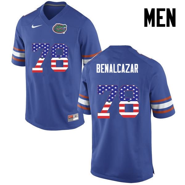 Men's NCAA Florida Gators Ricardo Benalcazar #78 Stitched Authentic USA Flag Fashion Nike Blue College Football Jersey DPL8265ZF